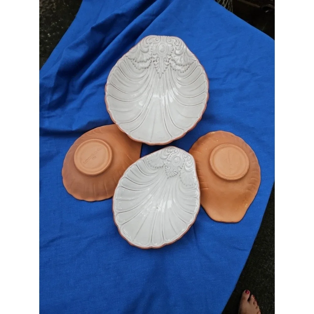 Loneoak &‎ Co Terracotta Shell Serving Bowls Berry Bowls Scalloped Cottagecore